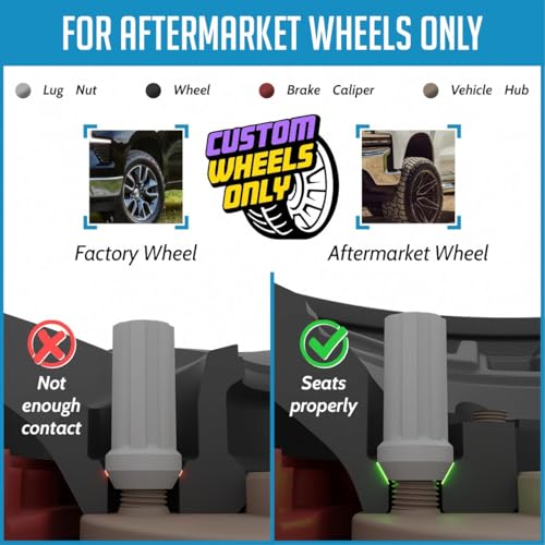 Wheel Accessories Parts 20 Pcs M14x1.50 14x1.50 Thread Truck 2.00" Long Spline Lug Nuts Chrome 7 Spline Hex Fits Chevy C1500 ｜ GMC 1500 ｜ RAM 1500 ｜ 1500 Classic with Aftermarket Wheels Spline Sunny Climate (Value)