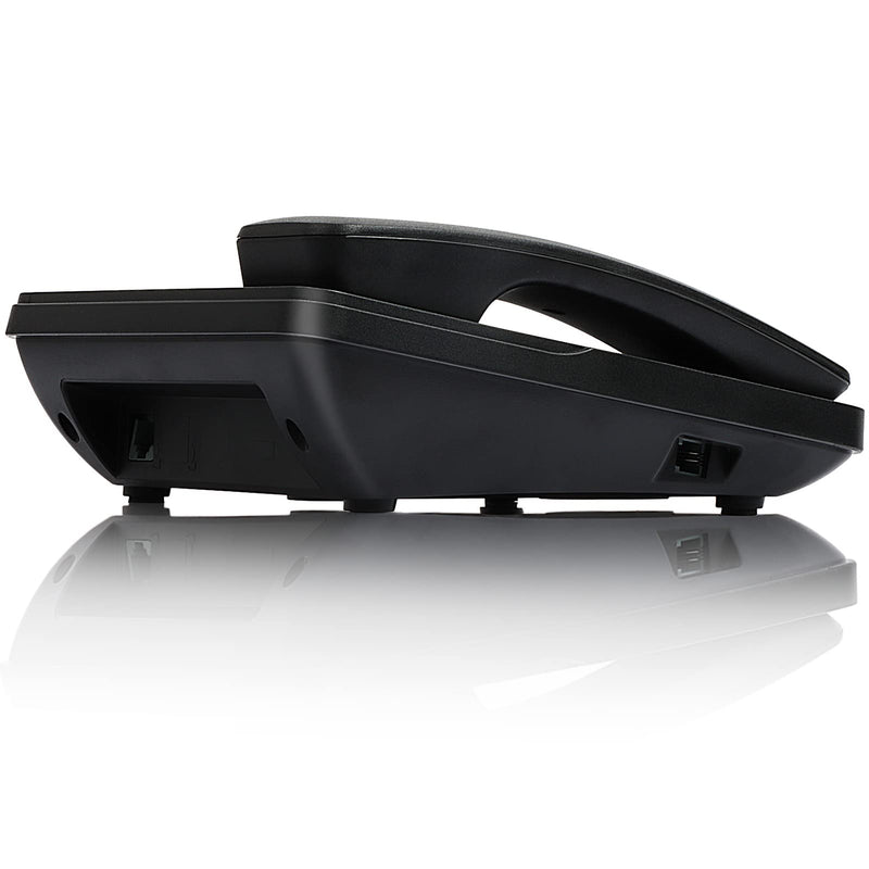 Corded Desktop Telephone–Wired Landline Phone for Home, Office, or Hotel with Adjustable Volume, 3-Level Screen Contrast, Caller ID, and Built-in Calculator-Black Black