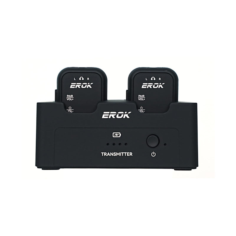 EROK 2.4G Wireless in-Ear Monitor System,Stereo Low Latency,Transmitter with Charging Base & Auto-Pairing Receivers,One-to-More for Home Recording & Small Gigs(1*Set) 1*Set