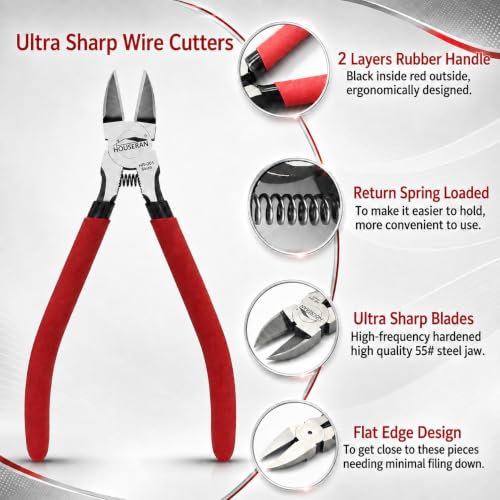 Wire Cutters 10 PACK, 6 inch, Side Cutters, Flush Cut Pliers Red