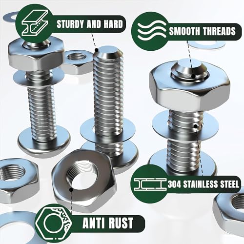 3-in-1 Set of 304 Stainless steel Fender washers (225 Pcs) in 15 sizes – Philips Pan Head and Metric Nuts and Bolts (900 Pcs and 890 Pcs) with Washers in 24 and 30 different sizes respectively