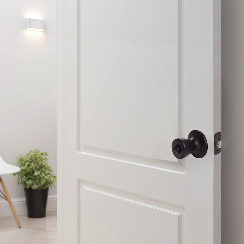 Design House 779272 Tulip Keyed Entry Door Knob Matte Black Keyed Entry Lock