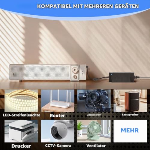 12V 10A Power Supply Adapter, AC 100-240V to DC 12V 10A 120W Voltage Converter Power Adapter Converter LED Transformer Power Supply 5.5 mm x 2.5/2.1 mm Plug for LED Strip CCTV Camera