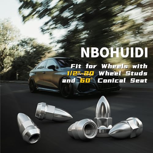 20-Piece Chrome Bullet-Style Lug Nuts – 1/2"-20 Thread, Extended Acorn/Bulge Style Wheel Nuts, Chrome Finish, High-Strength Steel, Cone Seat, Complete Set for 4 Wheels Spares