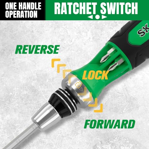 SK 22-in-1 Ratcheting Screwdriver with Nut Drivers, Multi Bit Screwdriver