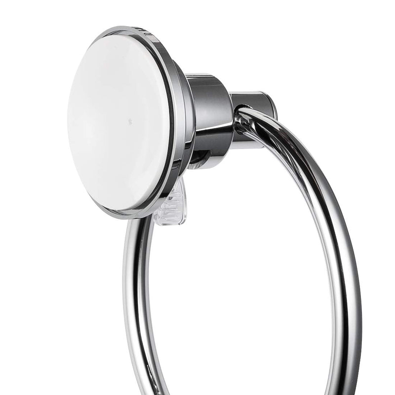 JiePai Vacuum Suction Cup Towel Ring,No Drill Bath Towel Holder, Chrome | Wall Mounted Round Towel Holder,Bathroom Hardware Accessories,Stainless Steel Hand Towel Holder,Adhesive Towel Ring Suction Towel Ring-chrome