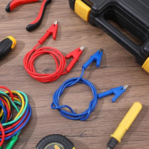 10Pcs 14 Gauge Alligator Clips with Wires for Multimeter, Heavy Duty Silicone Test Leads 15A Jumper Wires with Insulators Clips for Electrical Testing Experiment(3.3ft/1m) (Pack of 3)