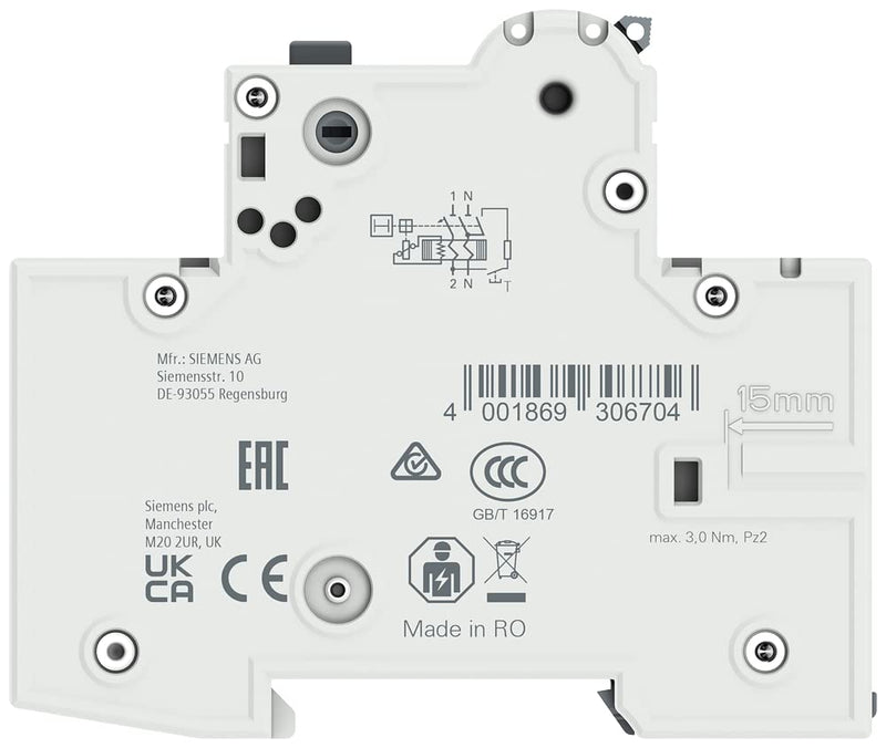 Siemens 5SU13566KK10 FI/LS switch RCBO 1P+N 6kA TypA 30mA B10 230V