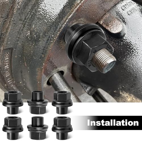 6PCS Two-Piece 19mm Sleeve Flanged Wheel Lug Nuts, M22x1.5 Hex 33mm for Heavy Duty Truck Semi Truck Fit Steel Dual Wheels with Hub Piloted Seat & 26mm Bolt Hole Size (6)