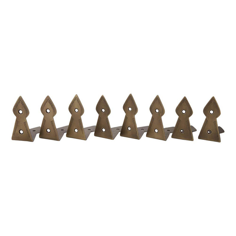 Set of 8 Brass 90 Degree Spade Trunk Corners, Antique Brass Finish, Edge Guard Table Cabinet Protector, Decorative Corner Brackets Set of 8