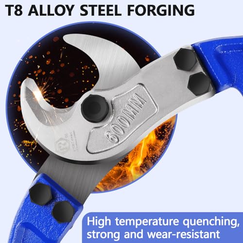 ZrgGea Cable Cutters 18 inch, Industrial-Grade Heavy-Duty Cable Cutter, Forged from T8 Alloy Steel, HRC56, Sharp Cutting. Suitable for Cutting Copper and Aluminum Core Cables, Blue