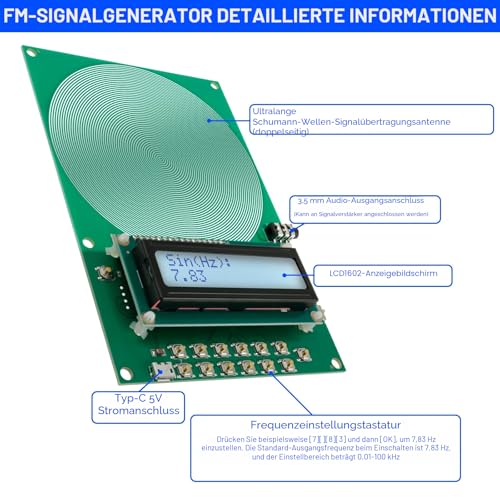 Schumann Wave Generator 7.83 Hz Schumann Frequency Generator USB 0.1 ~ 30,000 Hz Adjustable Ultra Low Frequency Pulse Generator Schumann Resonance Generator for Sleep and Relaxation