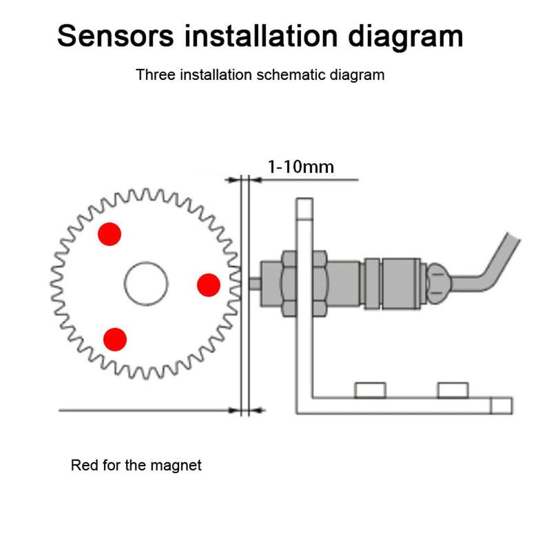 YH-TC01 Digital Tachometer High Precision LED Digital Display Motor Tachometer with Hall Sensor Motor Speed Detector