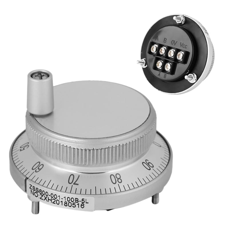 Jadeshay Electronic Handwheel Generator 5V 60MM Handwheel Encoder, CNC Rotate Encoder, Manual Pulse Generator, for CNC System (White)