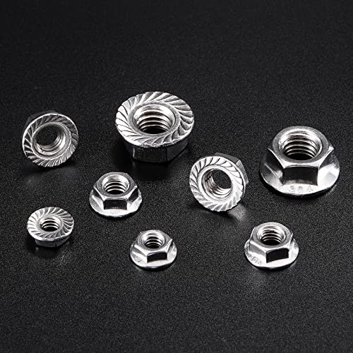 1/2-13 Serrated Flange Hex Lock Nuts 50Pcs 304 Stainless Steel 18-8, Full Thread, Hex Drive, Bright Finish by SG TZH