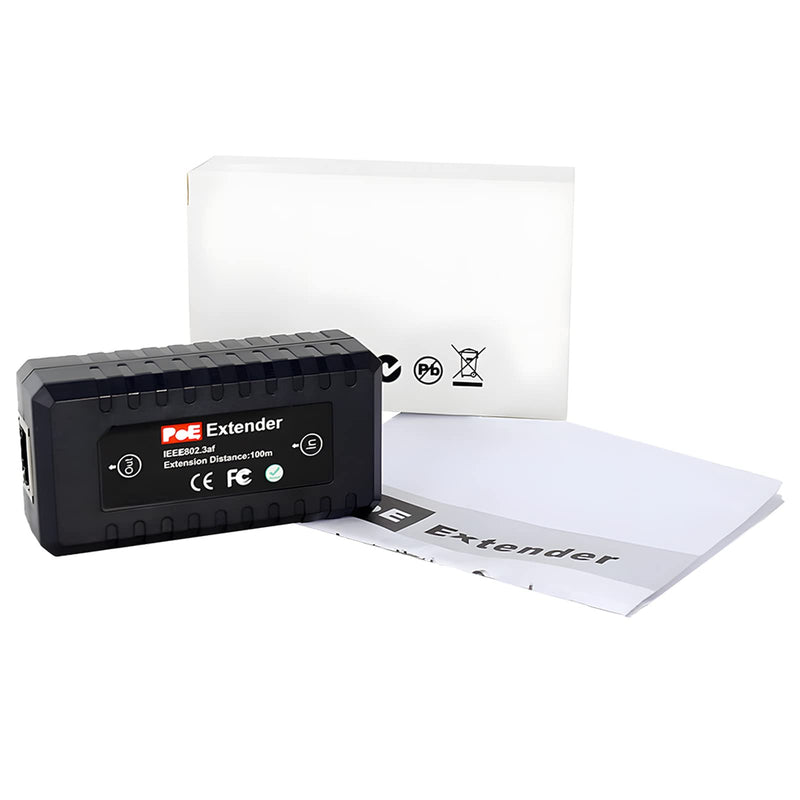 PoE Extender Ethernet Repeater 1 Port 10/100, IEEE802.3af for Security Systems IP Camera Poe Splitter, IP Phone Network PoE Signal Extender by CENTROPOWER PoE-EX201E