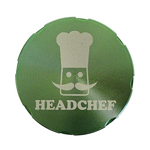 Headchef Razor 4 Piece Metal Herb Grinder with Sifter Scraper, 50mm (Green)