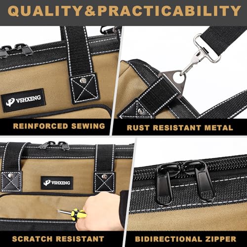 20 IN Large Tool Bag For Men Heavy Duty, Drill Bag Tool Bag Organizer, Wide Mouth Waterproof Hard Bottom Multiple Pockets Tool Tote, Tool Caddy, Maintenance 20 Inch