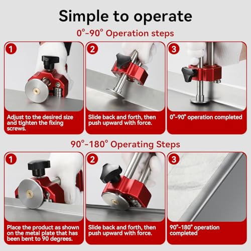 Sheet Metal Roller 1 Station Metal Bender， Metal Roofing Tools，Sheet Metal Fabrication，0-90° Bending Range，90-180°（0.5in）lightweight and highly portable，Small Sheet Metal Roller and Bending Tool.