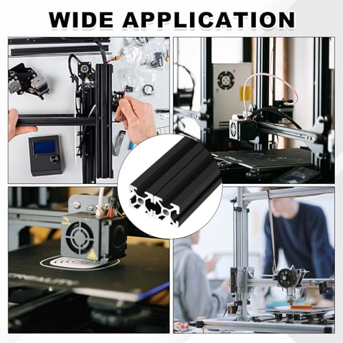 sourcing map 2Pcs 100mm T Slot 2020 Aluminum Extrusion, European Standard Anodized Linear Rail, Extruded Aluminum Rail Profile 3D Printer, CNC DIY, Black