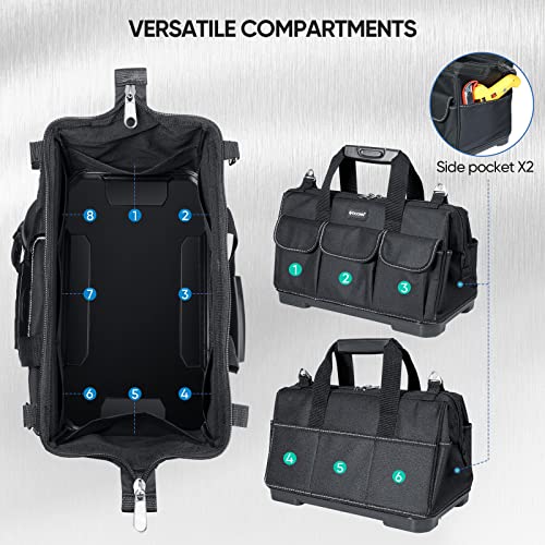 TICONN 16in Tool Bag with Waterproof Molded Bottom+ Tool Pouches with Zipper(9 Pack Combo)