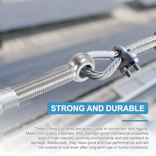 PATIKIL 2 Pcs M20x120mm Shoulder Swing Lifting Eye Bolt, 304 Stainless Steel Metric Half Tooth Thread Fisheye Eye Slip Hole Screw Rigging Bolt Metal Fasteners Screws, Silver Tone
