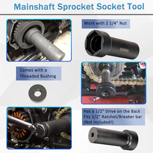 2-1/4" Mainshaft Sprocket Socket Tool with 1/2" Drive, Pulley Wrench Lock Nut Main Shaft Socket Tool for 2-1/4"