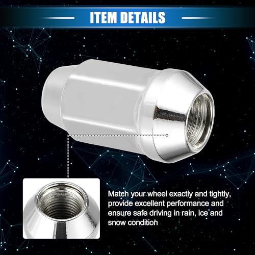 20 Pcs Wheel Lug Nuts Compatible for Ford Explorer for Lincoln MKS, Durable Chorme Plated 1/2-20 Carbon Steel Silver Tone Tire Lugnuts 20