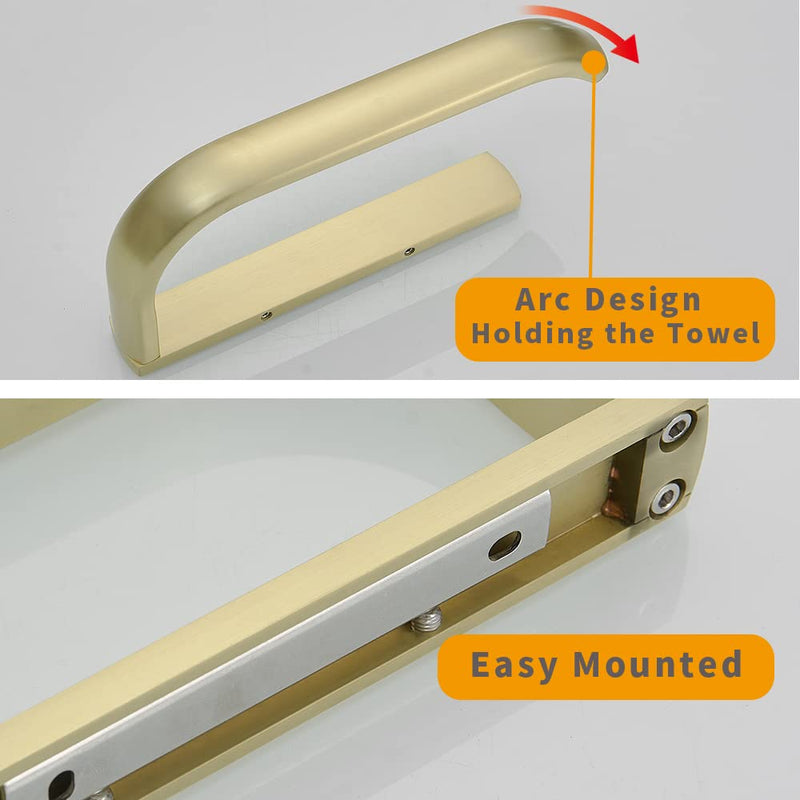 BESy Brass Toilet Tissue Paper Holder Brushed Gold Bathroom Accessories Wall Mounted, Rust Protection
