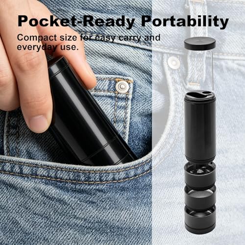 Portable Manual Kitchen Grinder with Storage Compartment Black