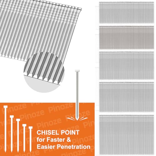 PINOZE 16 Gauge Finish Nails, 2000-Count (2-1/2", 2", 1-3/4", 1-1/2", 1-1/4") 16GA Galvanized Straight Finishing Nails Assorted Size for Framing Nail Gun Pneumatic, Electric Finish Nailer 2-1/2", 2", 1-3/4", 1-1/2", 1-1/4"