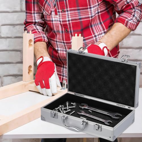 Abaodam Aluminum Tool Case Metal Briefcase with Lock, Silver Hard Shell Box
