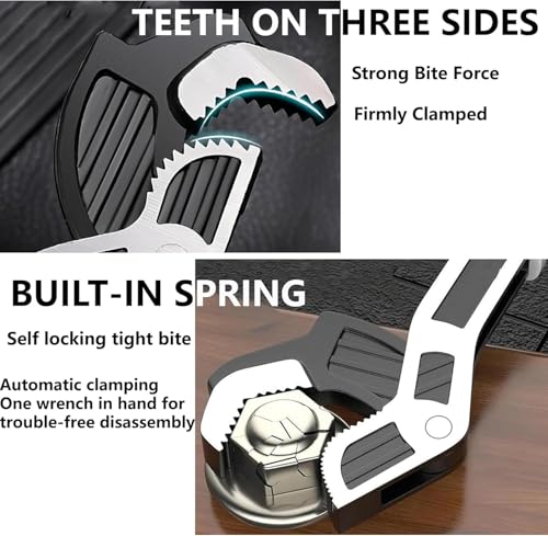 Self Adjusting Pipe Wrench, 6” 8” 10” 12" Pipe Wrench Set, Plumbers Wrench with Self Tightening Function for 9/32" to 1-11/16" (7-43mm) Pipe Fittings, Standard Nuts and Irregular Nut 6+8+10+12 Inches