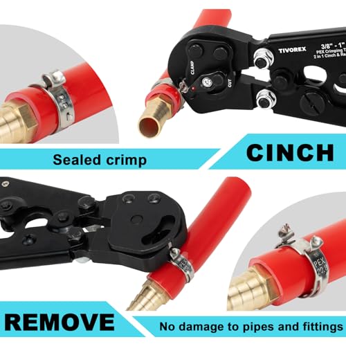 PEX Crimping Tool Kit, Ratchet Pex Clamp Tool with Cinch & Removal Pex Crimping Tool Kit