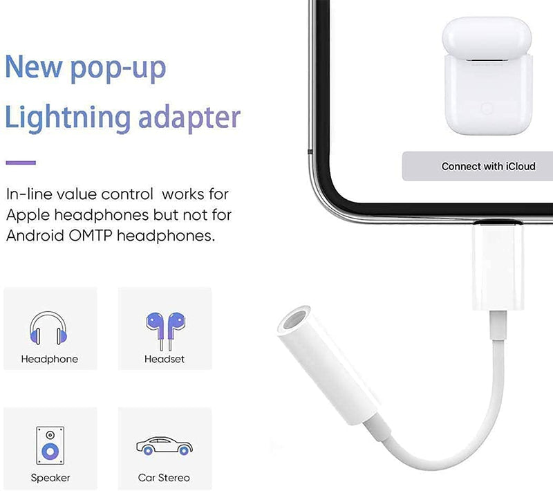 Apple MFi Certified 3 Pack Lightning to 3.5 mm Headphone Jack Adapter, iPhone Audio Dongle Cable Earphones Headphones Converter Compatible with iPhone 14 13 12 Pro 11 Pro X XR XS XS Max 8 7