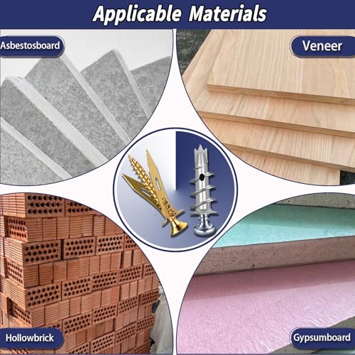 310PCS Self Drilling Drywall Anchors with Screws Kit, Wall Anchors for Drywall, 5-Sizes Metal Expansion Bolt for Dry Wall,155 PCS Sheetrock Anchors and 155 PCS Screws-No Drill Needed 310