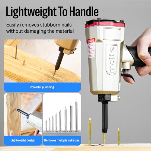 meite NP45 Pneumatic Nail Remover with Spare Piston Driver and 1 Inch 16 Gauge Finish Nails, Heavy Duty Denailer Air Punch Nail Gun and Galvanized Small Straight Finishing Nails, 2,500PCS