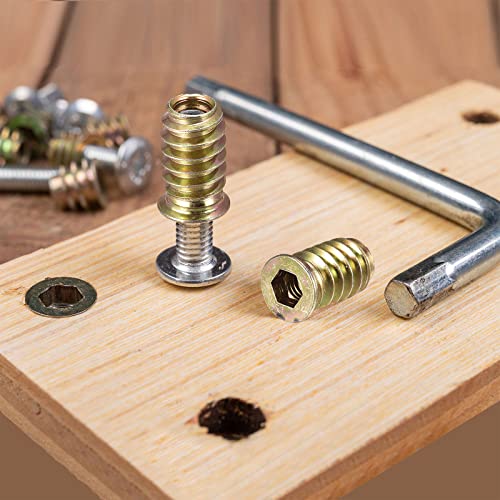 uxcell M10x25mm Threaded Inserts for Wood Hex Socket Drive Furniture 64pcs