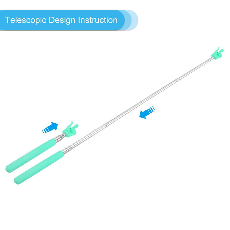 PATIKIL Telescopic Teachers Pointer Stick, 2 Pcs Classroom WhiteBoard Teacher Hand Finger Mini Pointer for Presentation Speaker Guide Coach, Green