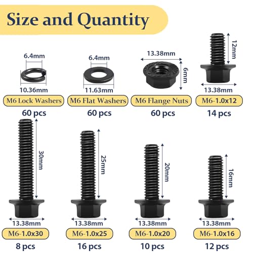 150 Pack M6-1.0mm Nylon Insert Hex Lock Nuts & Vifmy M6-1.0 Bolt x (Length 12/16/20/25/30mm) Flange Head Bolts Assortment Kit (240 Pack)