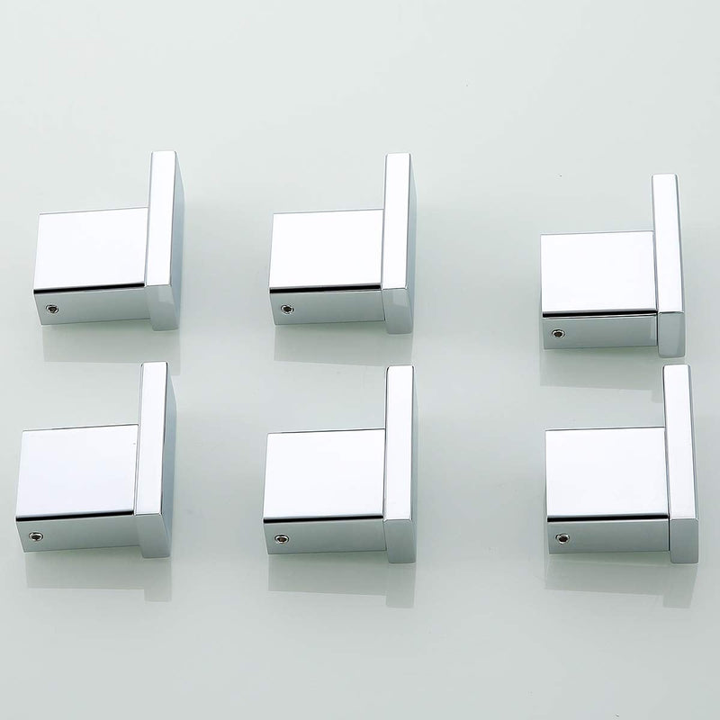 RANDOM Towel Hooks Bathroom Hardware Accessories Coat Hook 304 Stainless Steel Clothes Hook for Bath Kitchen Contemporary Hotel Style Wall Mounted 2 Pack. (Square, Chrome) Single Hook-Polished Chrome