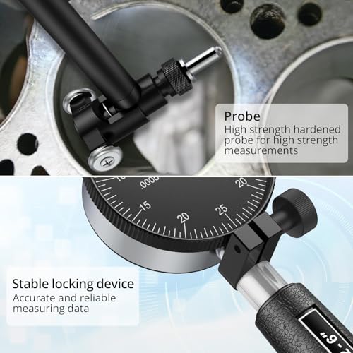 Dial Bore Gauge, 2-6in,0.001in Accuracy,11 Measuring Heads,6in Deep Reach