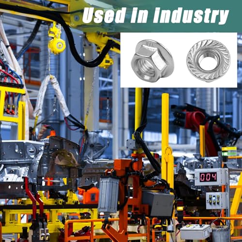 50 Pcs M10 x 1.5mm Flange Nuts,304 Stainless Steel Metric Serrated Flange Hex Flange Nuts, Bright Finish Lock Nuts,Silver M10 x 1.5, 10mm, 10mm