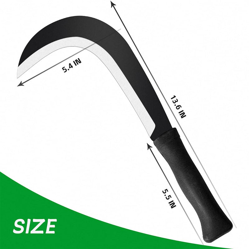Sickle Garden Tool Machete for Yard Work and Cutting Trees Heavy Duty Machetes Knife Brush Clearing Sickles with Carbon Steel Blade for Grass, Harvest, Weeding