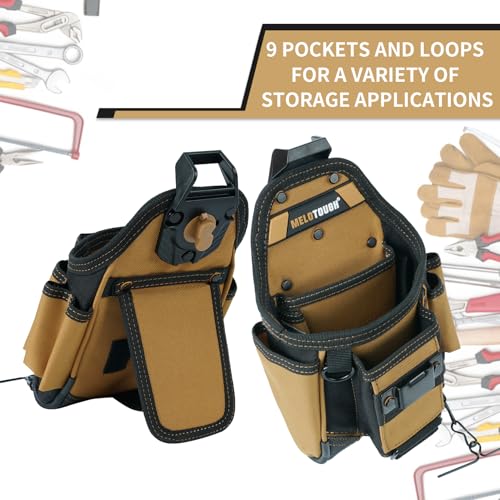 MELOTOUGH Small Electrician Tool Pouch Belt with Clip, Mini Kneeling Pad with Carabiner Clip, Portable 1 Inch Thick NBR Foam Kneeling Pads for Work Construction, Mechanics, Plumbers, Electricians