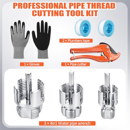 2026 New 4 in 1 Water Pipe Wrench Pipe Threader Tool Kit 1/2" 3/4" 1"