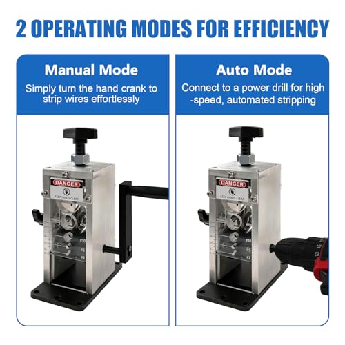 Manual Wire Stripper Machine, 0.06"-1.38" Wire Stripping Machine, Wire Stripping Tool for 1.5-35mm Scrap Wire Copper Wire Stripper Aluminum Alloy Frame Drill Powered Cable Stripper for DIY Cable