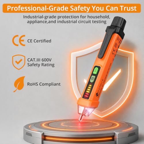 Neoteck Non-Contact Voltage Tester 12-1000V Digital Contactless Phase Tester AC Voltage Tester Non-Contact with LED Torch yellow