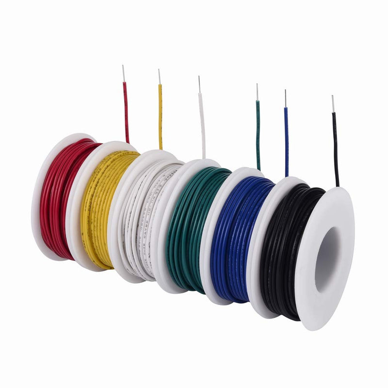 TUOFENG 22 awg solid wire, solid wire kit, each color 9 meter spool, 22 gauge jumper wire lay-up wire kit 22AWG single copper core wire set