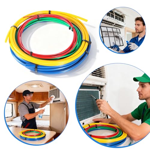 SHENLIU 4 Pcs 4M Conditioning Copper Tubing Pipe Extension 1/4" 1/2" 3/8" 5/8" Built-in Copper Tube Bending Strip Air Conditioning Pipe Bender Kit PE AC Coppers Tube Bending Strip